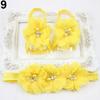 Cute Newborn Baby Infant Girl Rose Flower Headband + Barefoot Ring Sandals Shoes