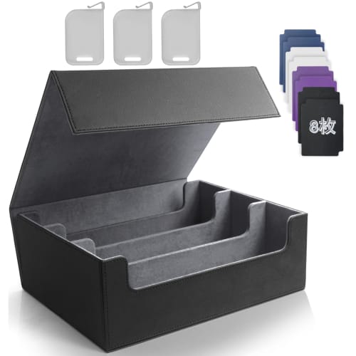 AWESOPAL Large Capacity Deck Case | Holds over 1800 Trading Cards | 8 Compartments + 4 Divider Clips | Magnetic Closure Card Storage Box (Black Exteri