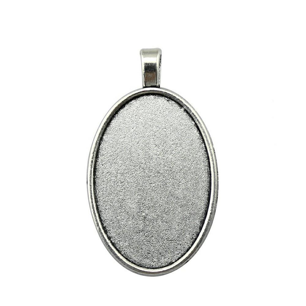 Oval Bezel Pendant Setting With Bail Fit 18x25mm Cabochon Blank Bases Tray