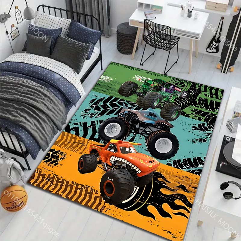 Multiple Style Big-footed Monster Truck Print Carpet for Living Room Bedroom Bedside Bathroom Floor Mat Home Area Rug Room Decor