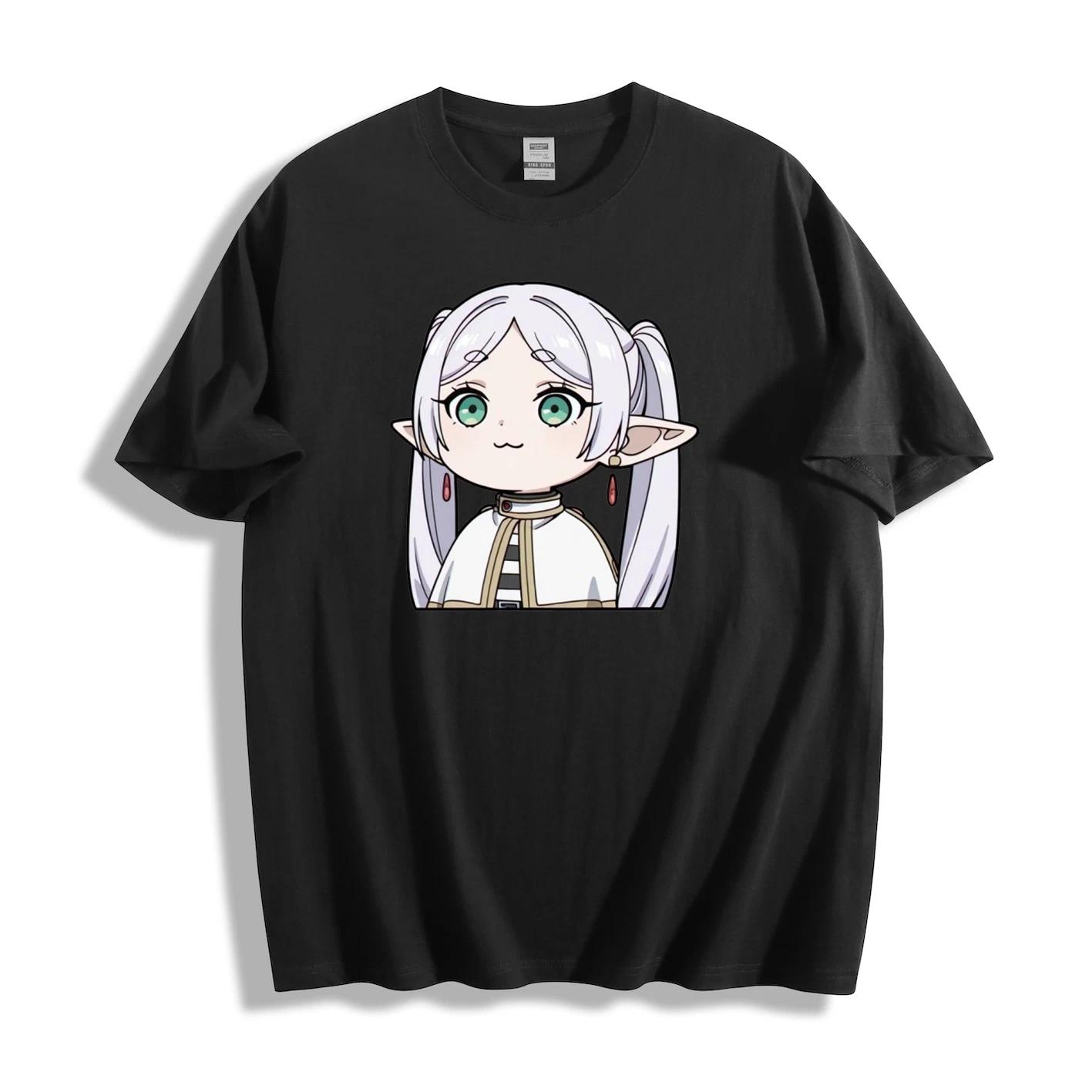 Chibi Frieren Close-Up T-Shirt - Cute Anime Character Design Unisex Tee XS