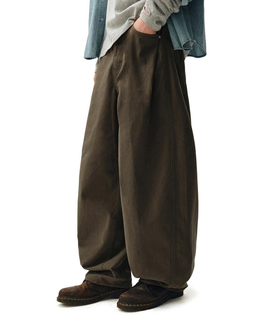 DECET Barrel Wide Leg Pants Dcpt071Brown