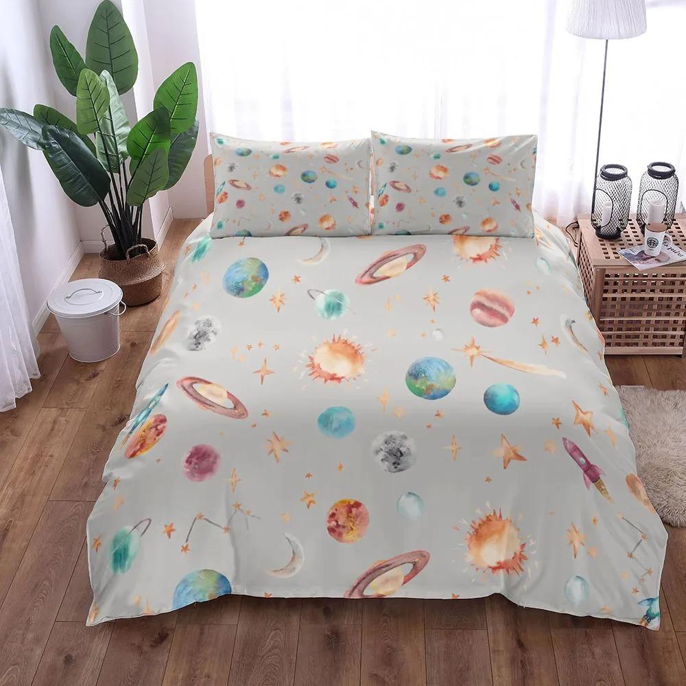 3D Dinosaur Space Night Duvet Cover Set King Queen Double Full Twin Single Size Navy Blue Bedding