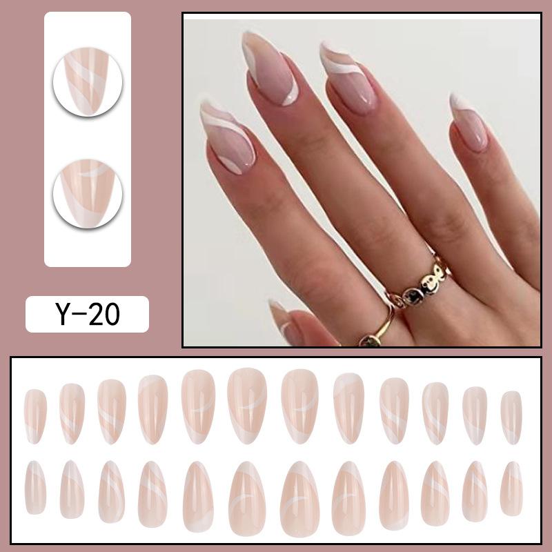 Y1 Fake Nail Sticker Wearing Nail Finished Nail Piece Removable Blush Nail Girl Cat Eye Gradual Change Nail Patch