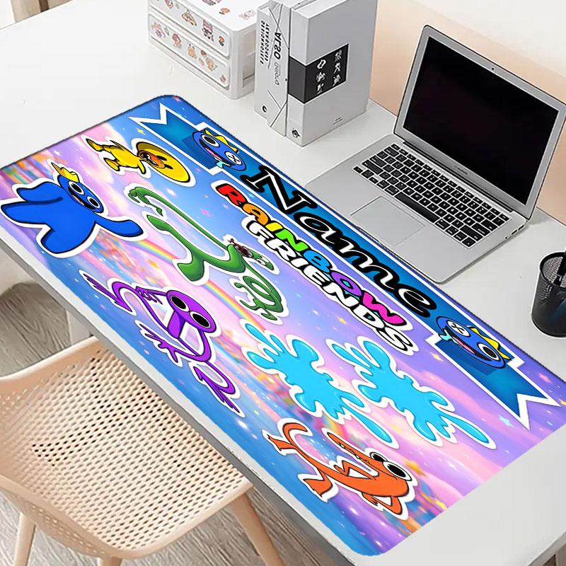 משטח עכבר מותאם אישית עם שם, דוגמת Rainbow Friends, משטח שולחן למחשב נייד, משטח שולחני דקורטיבי לבית, משטח מקלדת, מתנה