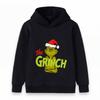 Kids Boys Girls Christmas Hoodie Cute Green Character Print Long Sleeve Pullover Sweatshirt for Holiday Casual Wear
