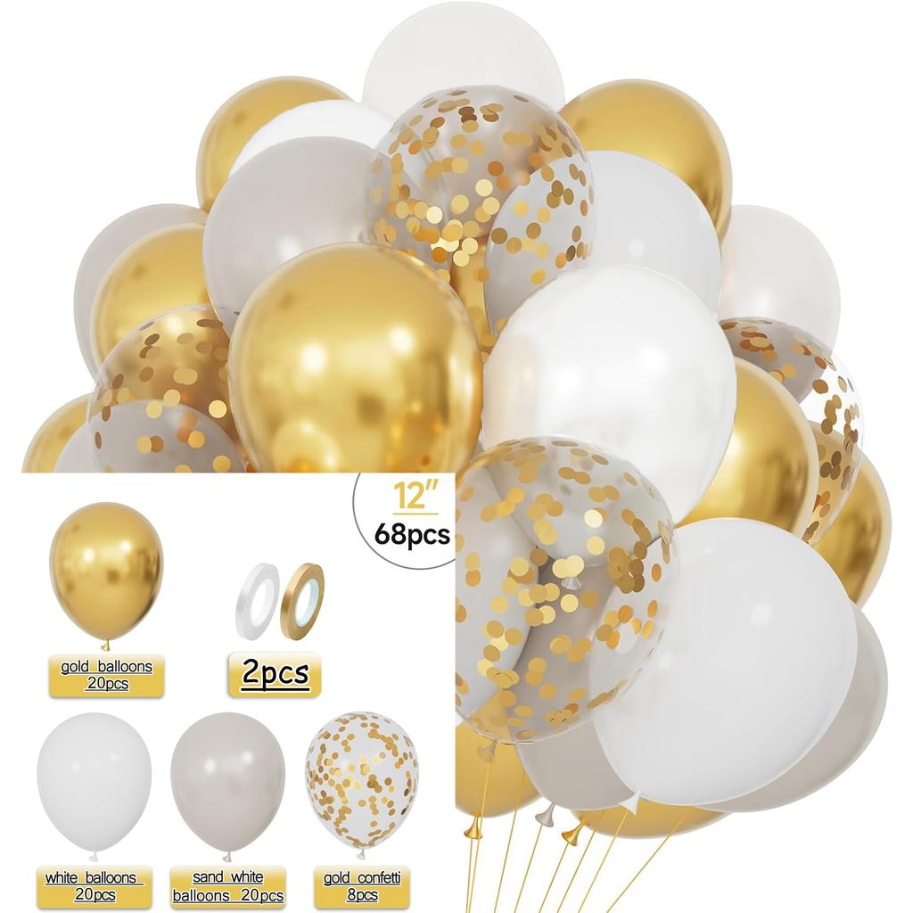 12inch-68pcs Pink Gold and Purple with Confetti Balloon Set Suitable for Weddings Birthday Spopular Parties Decoration Balloon