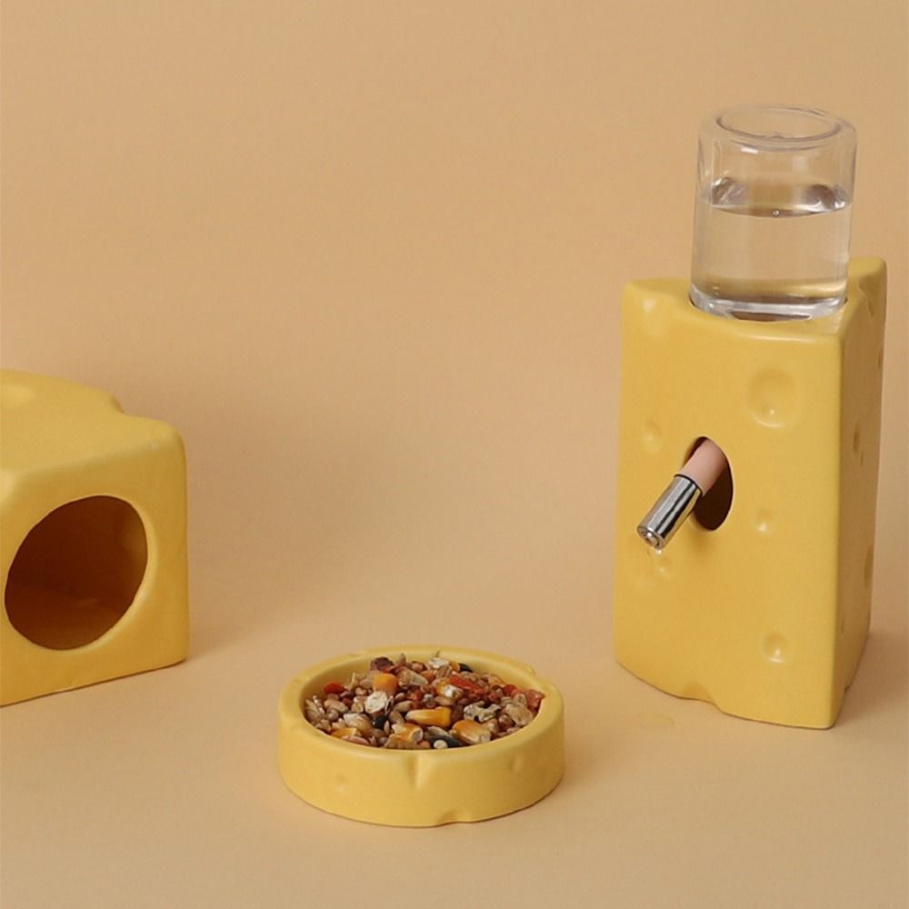 Kreatives Keramik-Hamsterhaus Käseform Futter Napf Leicht zu Reinigen Hamster Futterspender Haustier Nesting