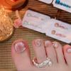 14-Piece Handmade Cat Eye Press-On Toe Nails - 2025 Trendy & Radiant for a Fair, Sparkly Look.