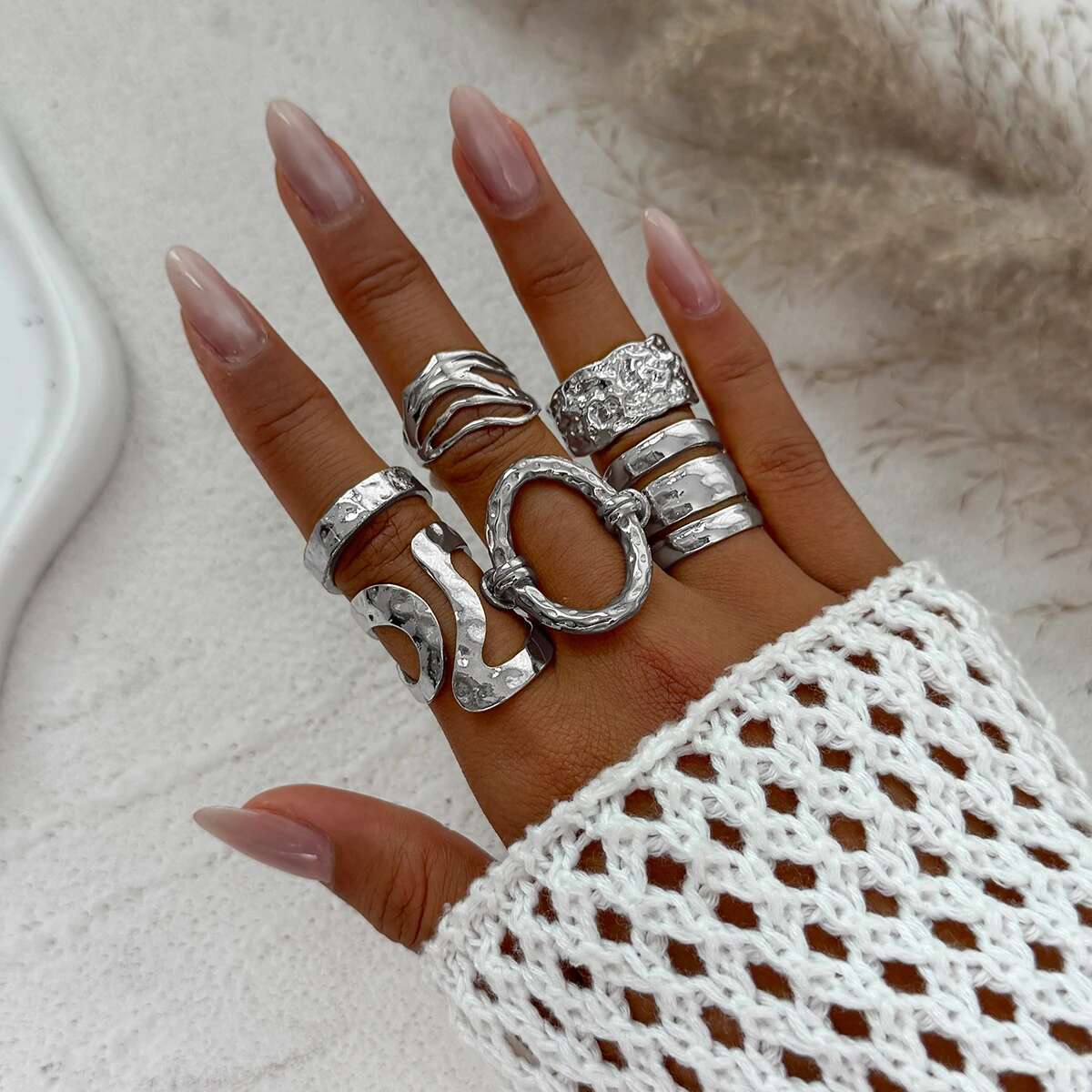 

Ingemark 6Pcs/Set Bohemia Gold Color Irregular Geometric Open Rings For Women Vintage Creative Adjustable Ring Charm Jewelry