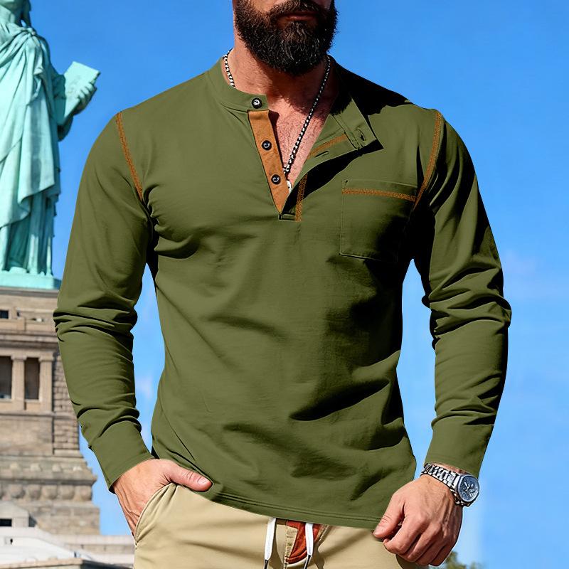 Men S Long Sleeve Casual T Shirt Color Block