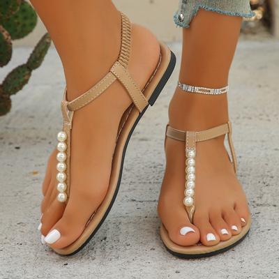 Fashion 2025 New Summer Sandals Women Fashion Casual Beach Outdoor Flip Flop Sandals Beads String Ladies Flat Shoes Size 35 43 Slip On