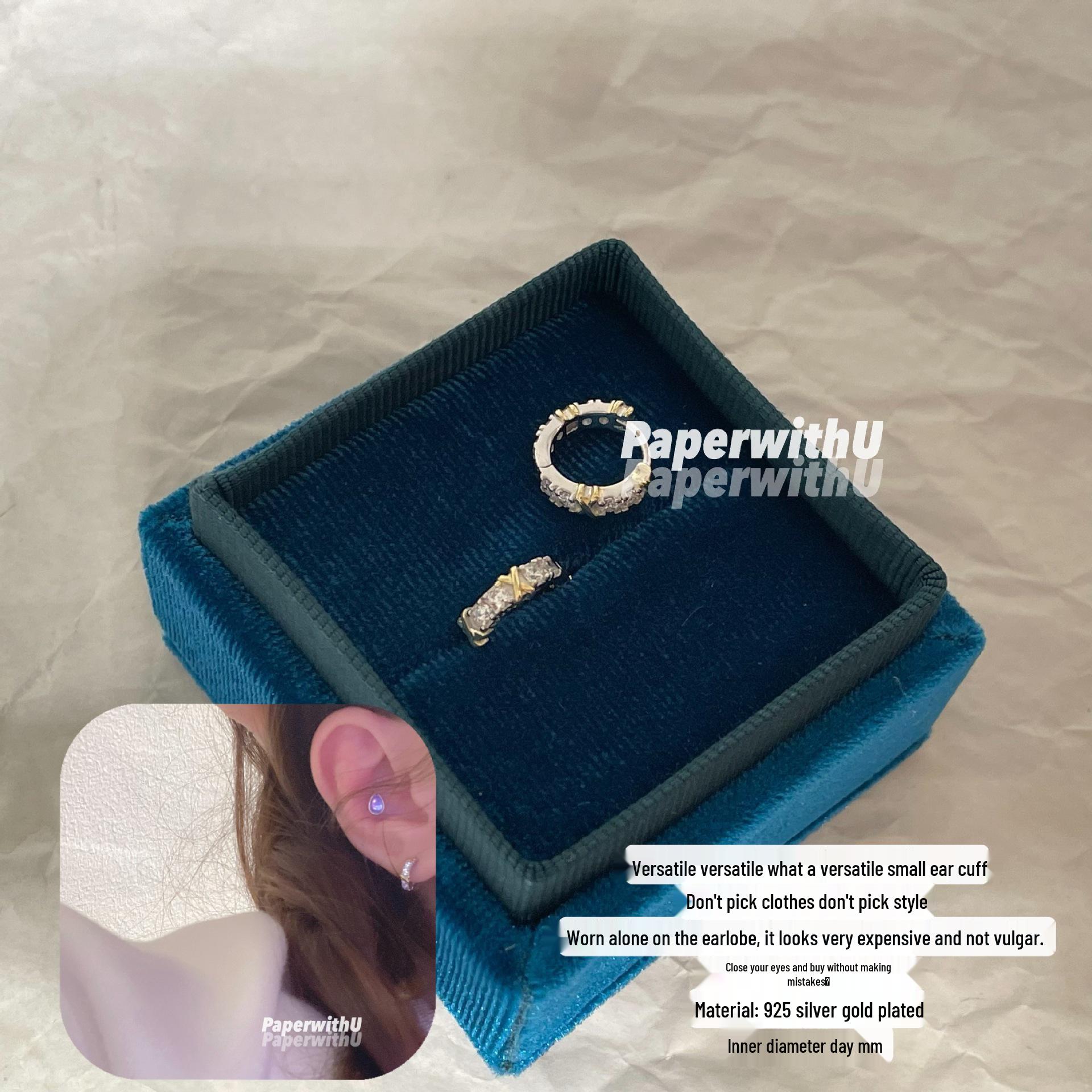 

Owner Kept 2 Pairs! Beloved Gold & Silver Two-Tone Cross Ear Cuffs—A Treasure Worth a Thousand Gold!