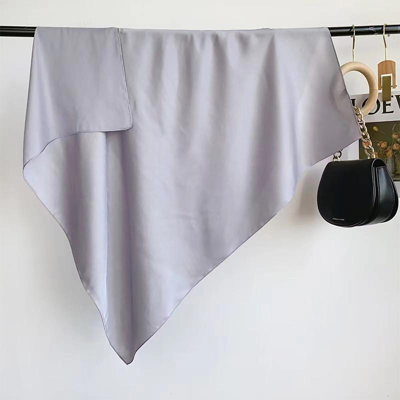 90Cm Solid Colors Neckerchief Hijab Scarf For Women Silk Satin Headband Hair Scarves Female Square Shawls Head Scarfs For Ladies