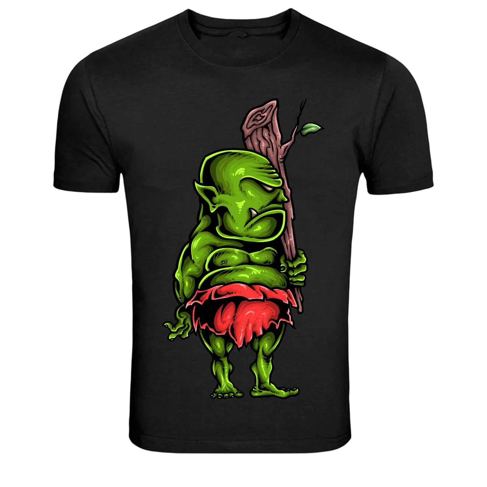 Goblin Caveman With Club Cartoon Character Graphic T-Shirt M