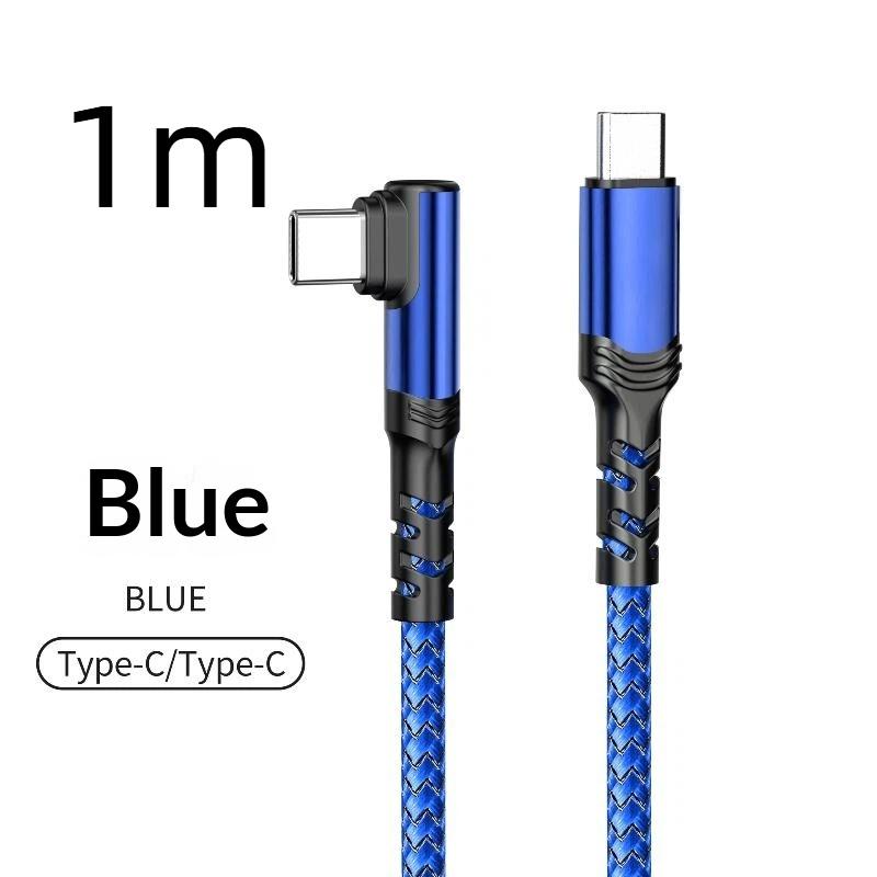 100W Fast Charging Type C Right Angle Cable High Speed Data Transfer Cord for Gamer Mobile Phone Charging Use