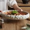Keramikteller mit Steinmuster Essteller Oval Sushi-Teller Dim Sum-Schale Pastateller Steakteller Dessertschale Tablett