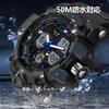 findtime Men's 56mm Analog Digital Military Sports Watch 50M Waterproof LED Backlight Dual Time Stopwatch Alarm Calendar Black White