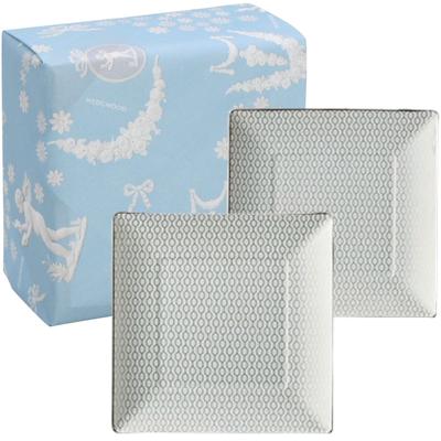 Oficjalny prezent ślubny Wedgwood Geo Platinum Kwadratowy Prezent ślubny dla Panny Młodej i Oficjalnie Importowana Taca Prezentowa, Para, Biały, Naczynia Stołowe, Pan Młody,