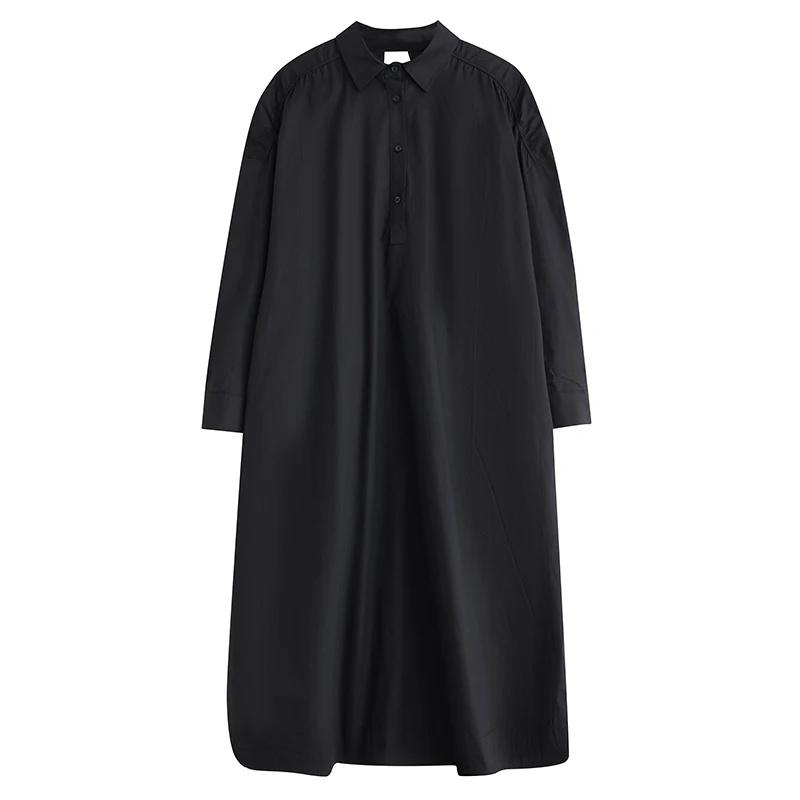 XITAO Casual Hollow Out Folds Long Sleeve Dress Loose Fashion Women ZY8653