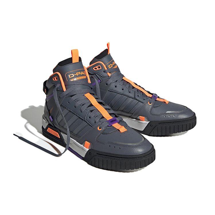 Adidas Neo D-Pad Mid Casual Slip-Resistant Durable High-Top Skate Shoes Unisex Sneakers Gray Orange HQ4231