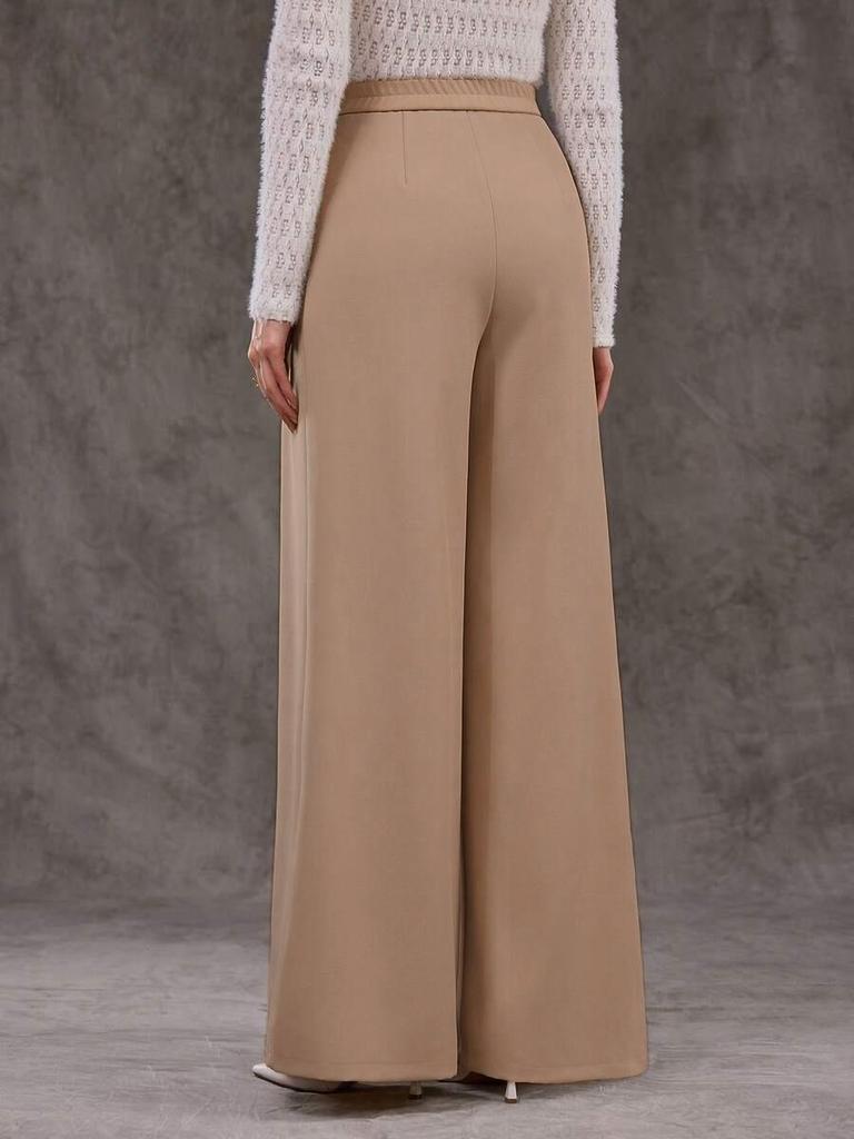 European High Waist Casual Wide-Leg Pants for Women - Elegant and Stylish