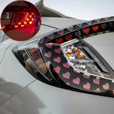 1pc Cute Heart-Shaped Car Taillight Sticker For Girls And Couples, Universal DIY Car Decal With Honeycomb Design