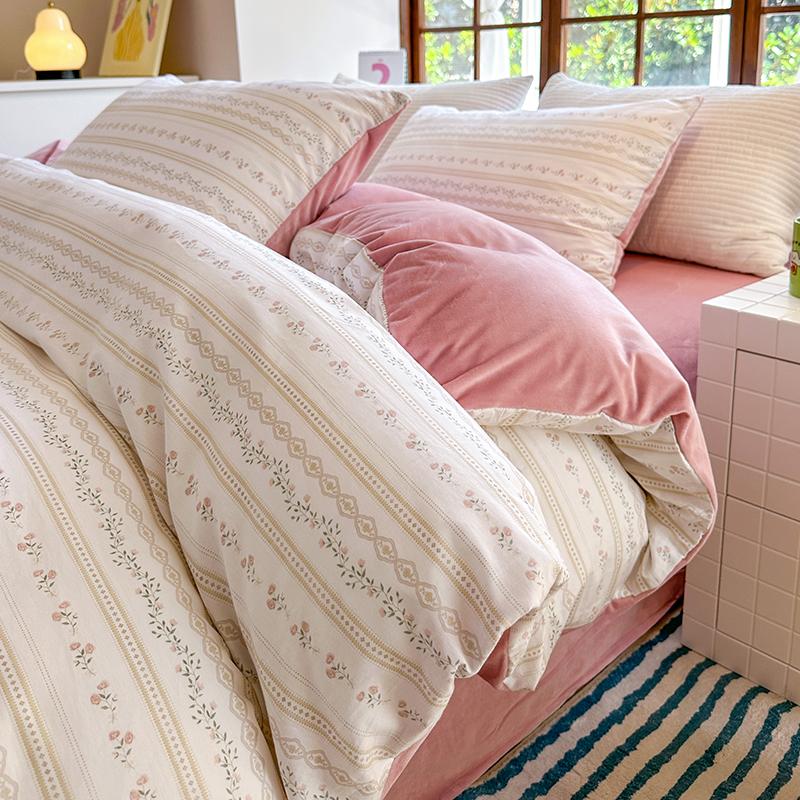 

Постільна білизна Набір Набір підодіяльника: 1 підодіяльник (Бавовняна сторона А, фланелева сторона Б) + 2 наволочки - Подвійний комфорт для щоденного використання 150x200cm(59x79 in)