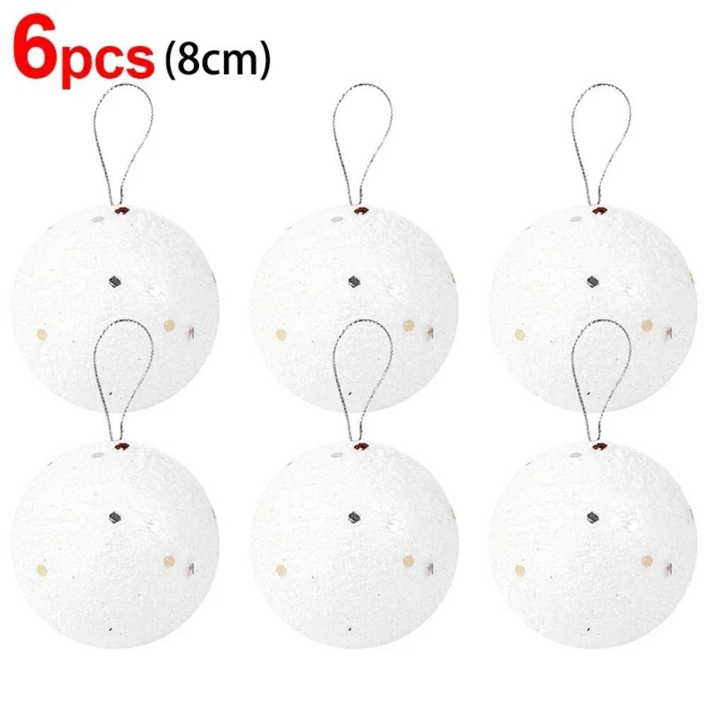 6Pcs White Foam Christmas Balls Wedding Holiday Supplies Portable Home Decorations