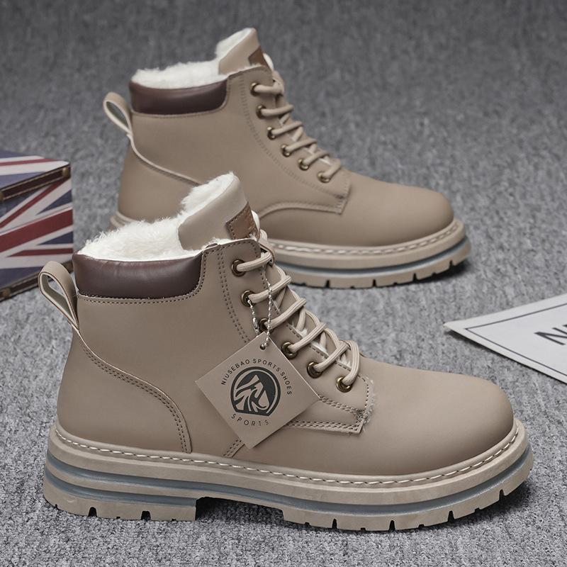 

Мужские ботинки Мартин 2025 осень новые флисовые утолщенные уличные рабочие ботинки в британском стиле ретро большие желтые ботинки мужская обувь 42