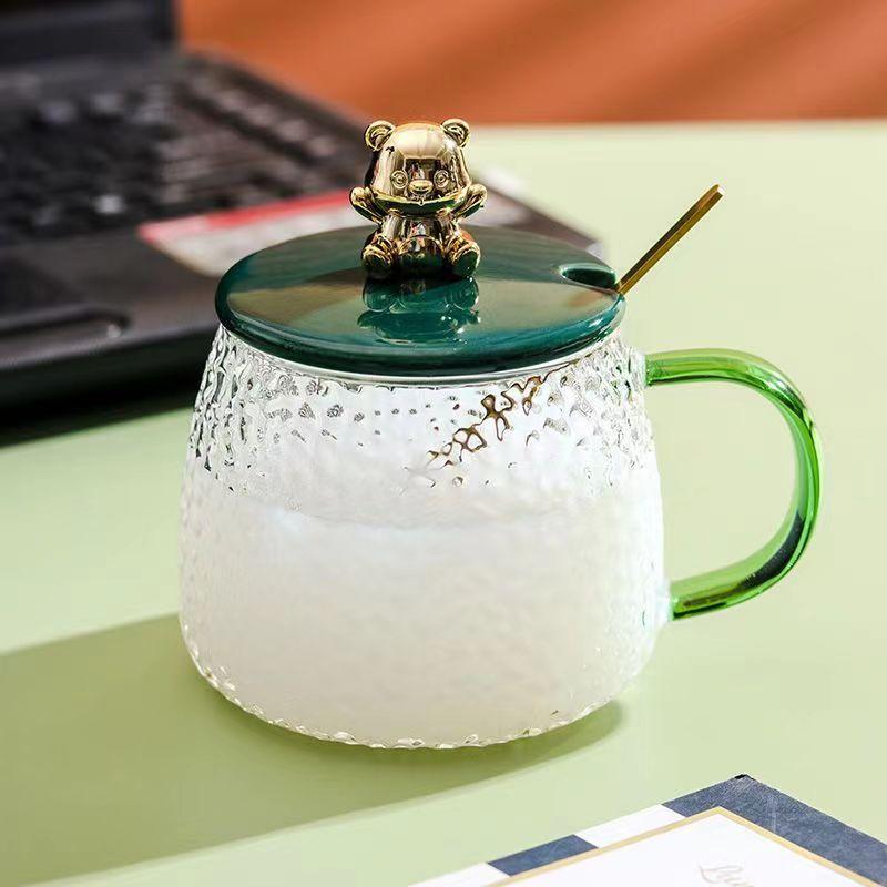 

Креативная золотая кружка «Медведь», элегантные минималистичные стеклянные кружки, парные кофейные чашки, кофейные молочные чашки, ручная керамическая чашка, подарочная посуда для напитков 450ml