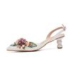 Fashion Korean Version Low Heel Solid Color Pointed Toe Wedding Banquet Flower Shoes Thin Heel Pointed Toe Luxury Zapatos De Mujer