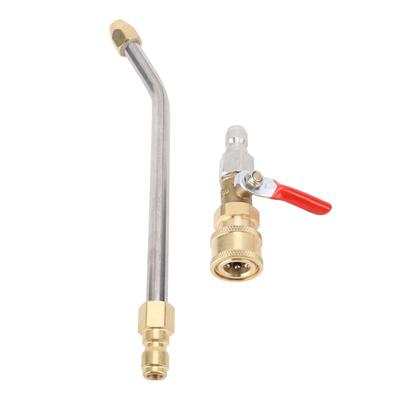 Curved Pressure Washer Extension Wand with Ball Valve 1 4 Inch Connector Power Washer Gutter Cleaner Attachment Rod