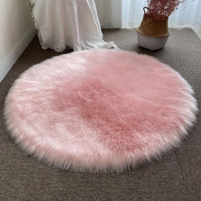 Round Carpet Shaggy Sheepskin Children'S Bedroom White Fur Rug Soft Thick Living Room Sofa Area Rug Artificial Wool Carpet Decor