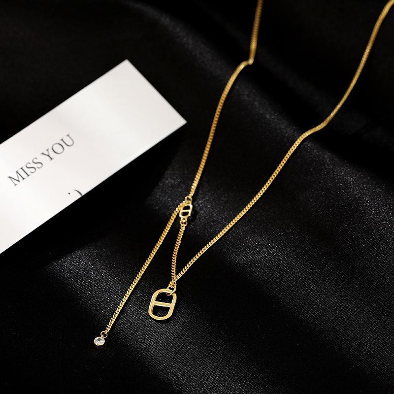 Banyan Tree S925 Silver Zircon Pig Nose Necklace with Tassel Clavicle Chain - Trendy Female Niche Design