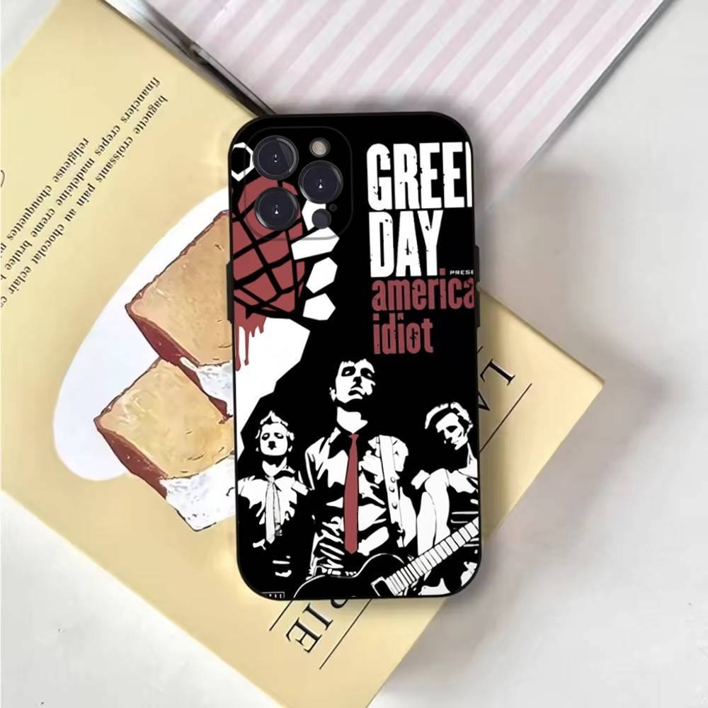 G-Green Day Phone Case For iPhone 6,17,16,15,14,13,12,11 Plus,Pro Max,XS,X,XR,SE,Mini,8,7,Soft Silicone Black Cover