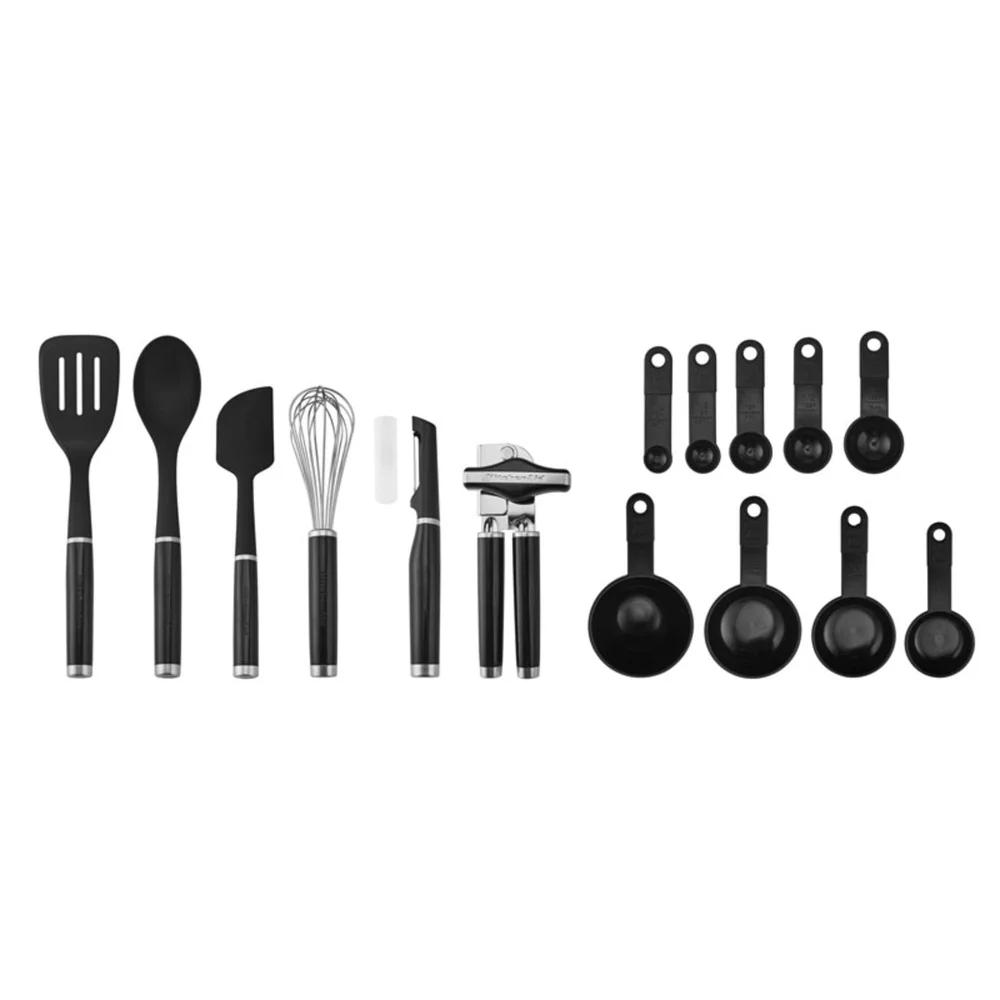 15 Piece Cooking Utensil Set Durable Nylon Tools Kitchen Gadgets Heat Resistant BPA Free Dishwasher Safe with Measuring Spoons