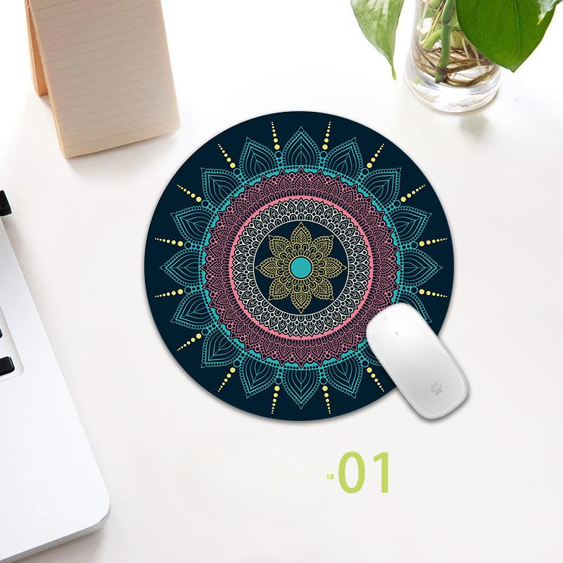 Vintage Bohemian Round Mouse Pad Computer 3D Game Anti Slip Mousepad Mat
