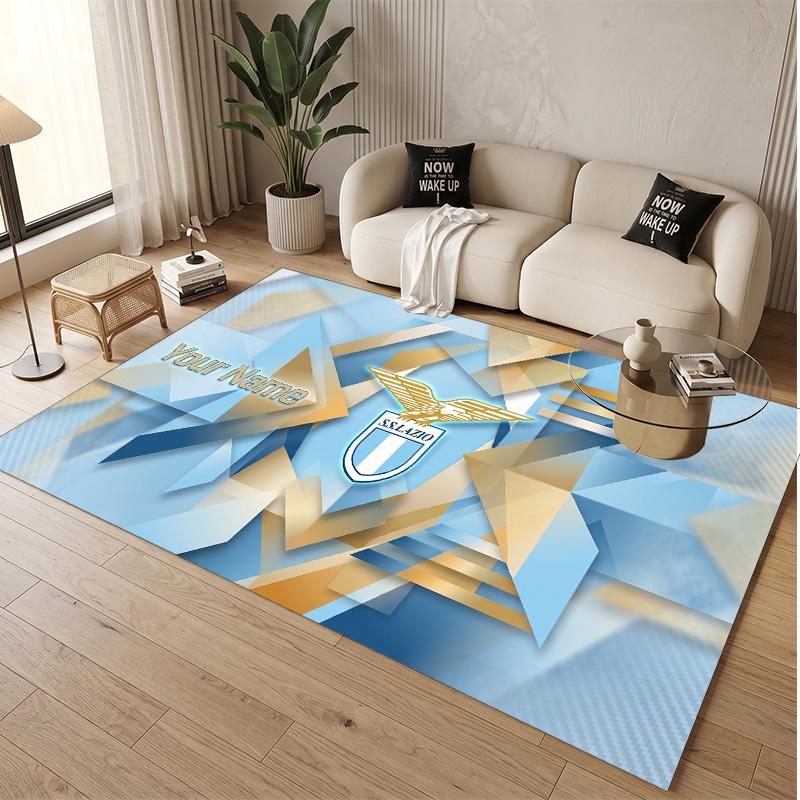 Personalized Crystal Velvet Carpet Lazio FC Pattern Non Slip Floor Rug