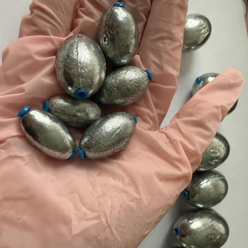 Durable Galvanized Cast Iron  Fishing Sinkers Plastic Core Oval Fishing Weights for Sea Fishing Tackle Accessories