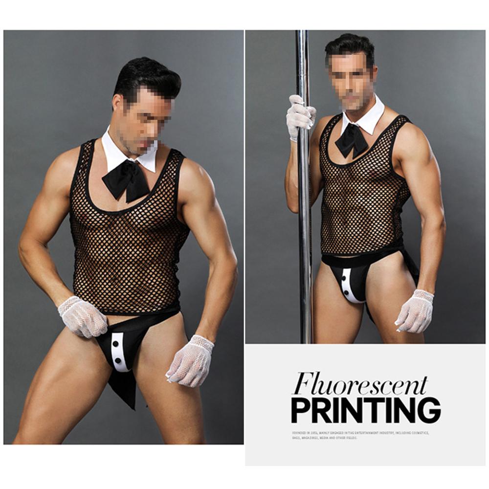 Lencería para hombres, ropa interior Gay, Body de malla en el pecho Sexual, suspensorio, disfraz de una pieza para sexo adulto