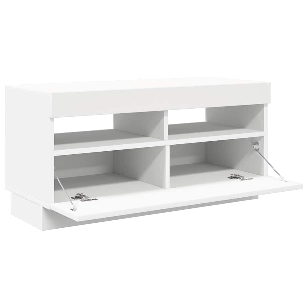 Vidaxl Szafka Pod Tv Z Oświetleniem Led, Biała, 80X35X40 Cm