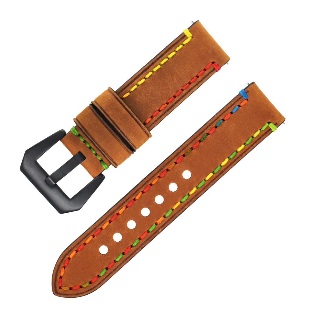 The First-layer Cowhide Crazy Horse Leather Watch Band Is Suitable for Samsung Huawei Iwatch8 Smart Watch.