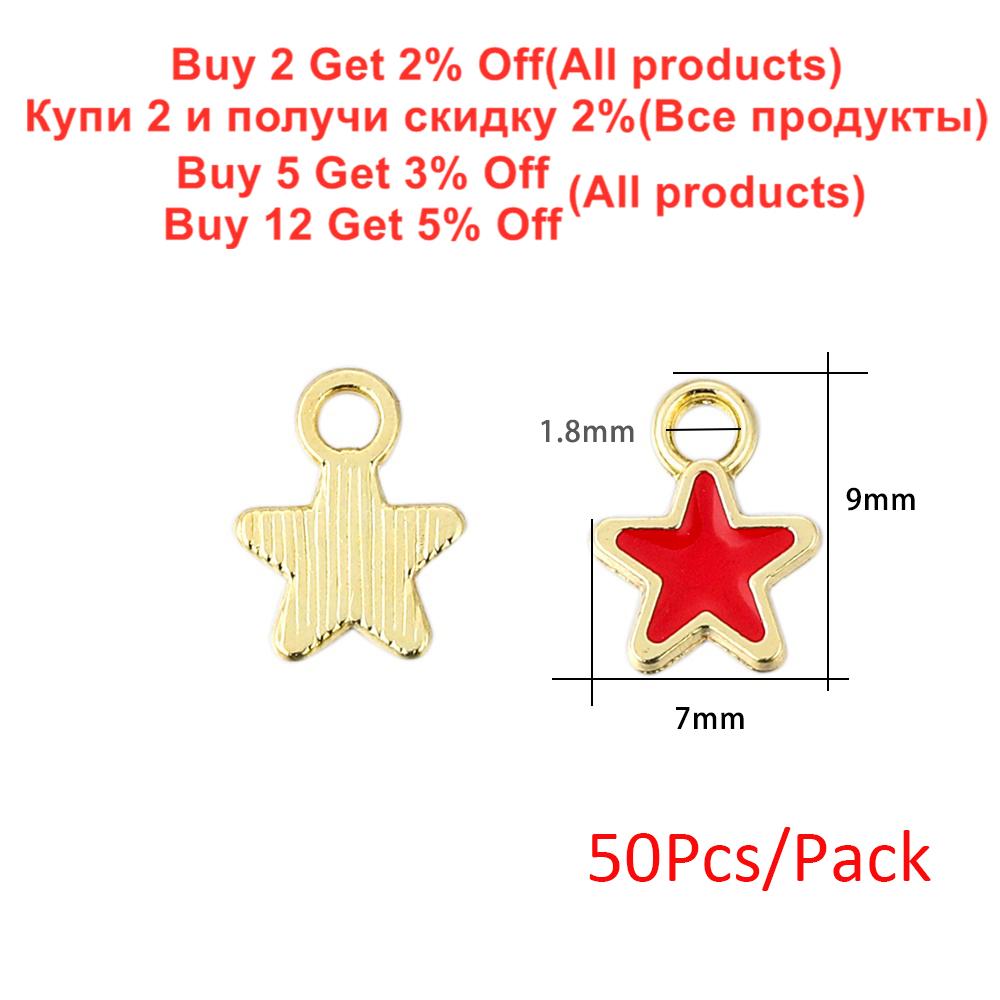 50Pcs/Lot Enamel Mini Star Charm Pendant Small Charms for DIY Earrings Necklace Bracelet Jewelry Findings Making Accessories