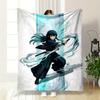 A Dynamic Figure Wields a Katana with Flowing Water and Blue Energy Patterns. for All Seasons Blanket Lunch Break Throw Gift