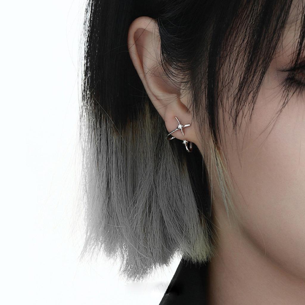 925 Silver Hypoallergenic Star Cross Earrings Fashion Unique Design Gothic Style New Trendy Versatile Earrings Jewelry for Women