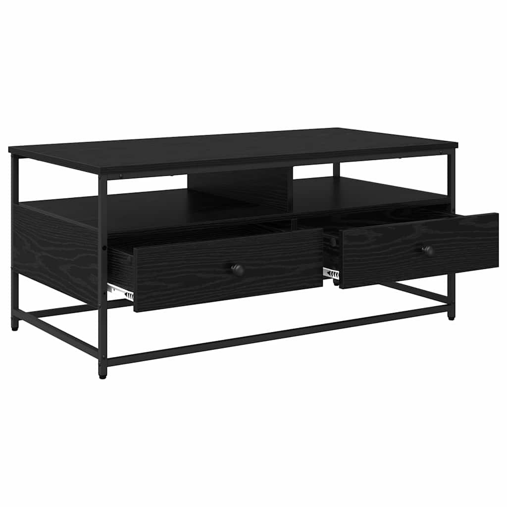 Coffee Table Black Oak Effect 100 X 51 X 45 Cm Engineered Wood