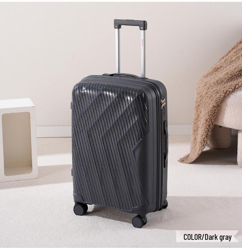 New PP Material Three-Piece Luggage Set: 20” Carry-On, 24” Trolley Case, 28” Travel Suitcase 3-Piece Set (20-inch, 24-inch, 28-inch) темно-серого