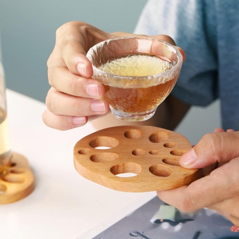 Lotuses Root Slices Cup Pad Wooden Lotuses Trivet With Heat Insulation For Coffee Cups And Home Decoration