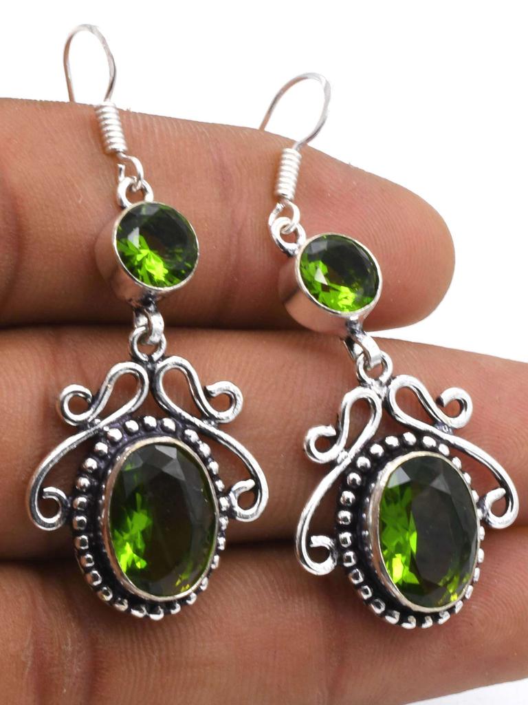 Peridot Gemstone Ethnic Handmade Drop Dengle Earring Jewelry ER 207